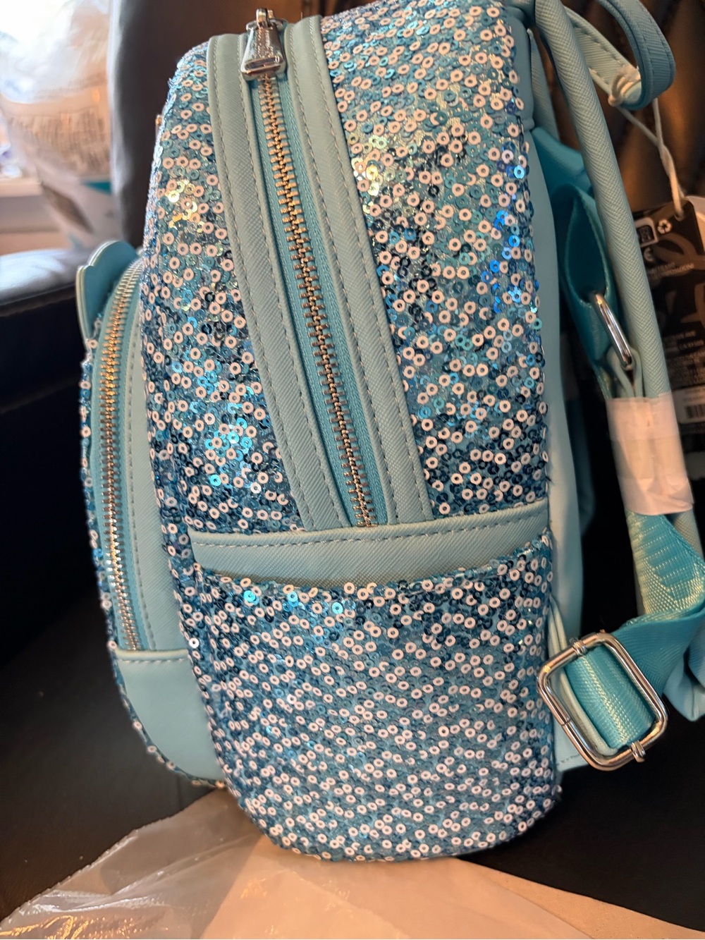 Loungefly Disney Pinocchio's Blue Fairy Sequin Light-Up Cosplay Mini Backpack - Picture 5 of 6